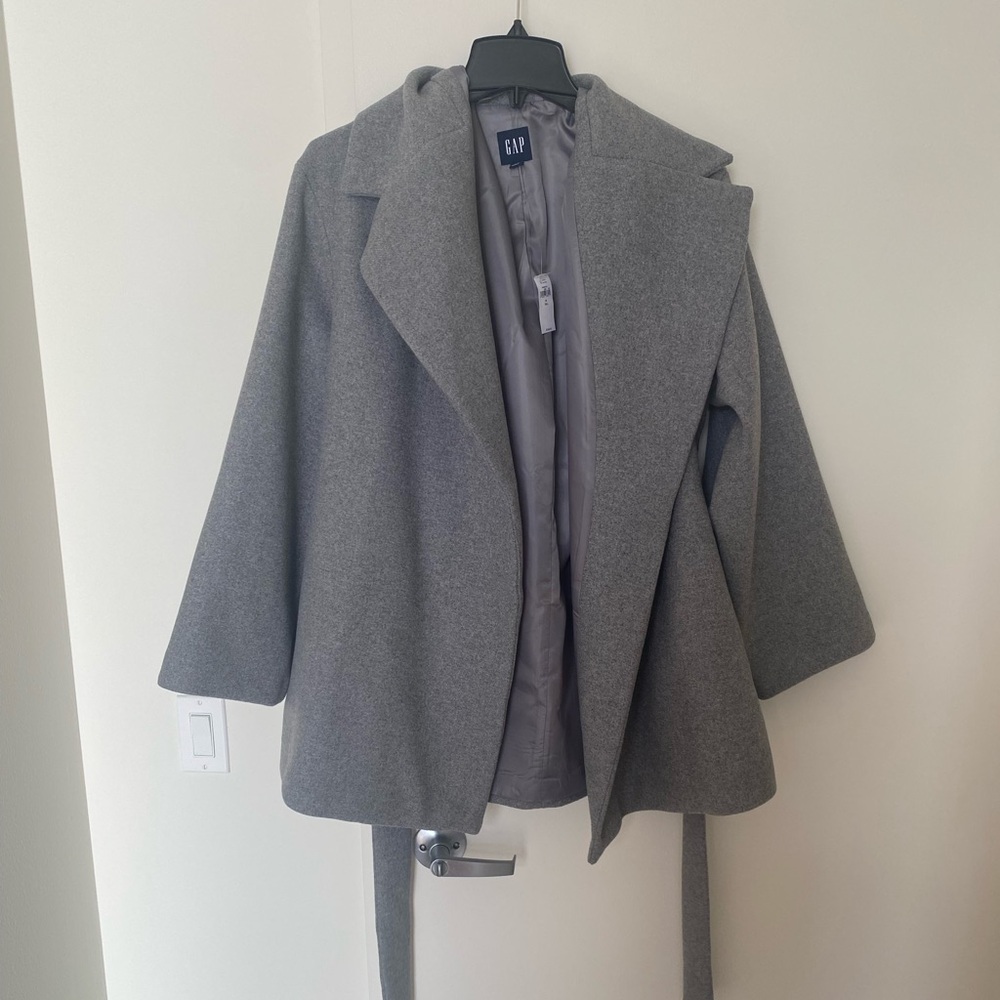 GAP - Women's Gray Trench Wool Blend Coat - Size M Tall